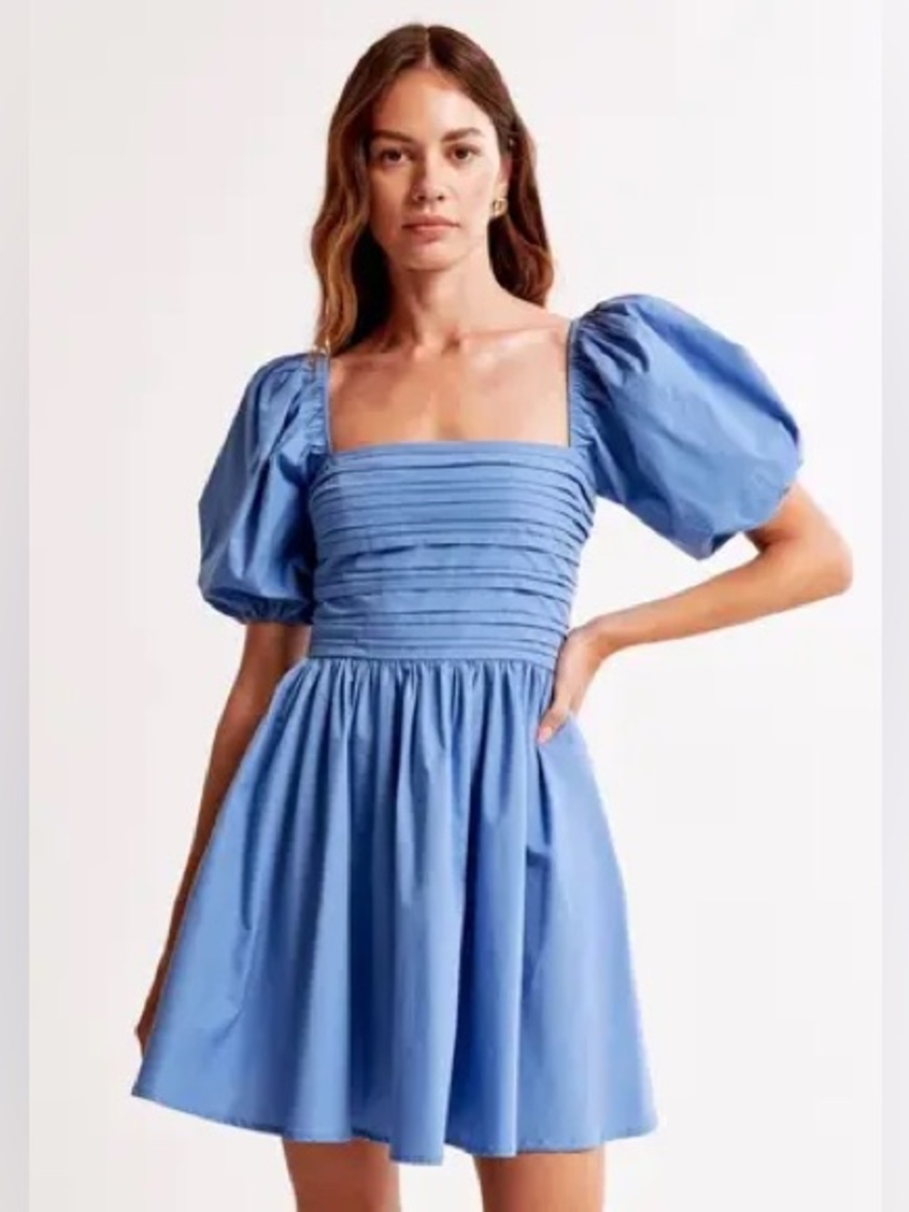 Abercrombie Blue Puff-Sleeve Square-Neck Mini Dress size Small